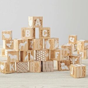 Crate&kids Etched Wooden Baby Blocks Alphabet by Elizabeth Olwen